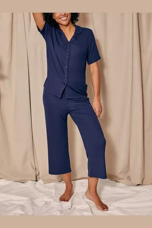 PRETTY YOU Ribbed Cropped Pyjama Set