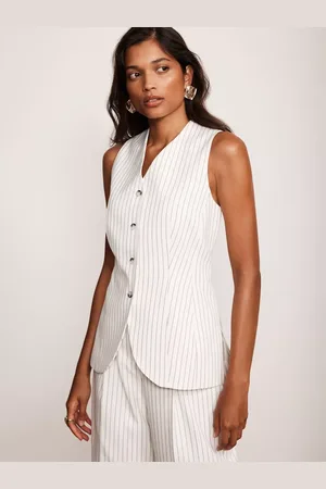 mint&berry Pinstripe Longline Waistcoat