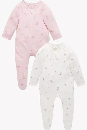 Purebaby Baby Organic Cotton Sleepsuits, Pack of 2