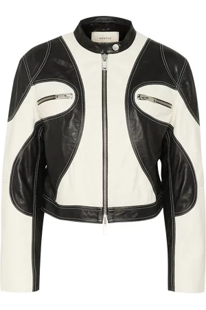 Gestuz Birka Colour Block Pure Leather Biker Jacket