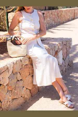 South Beach Linen Blend Midi Skirt