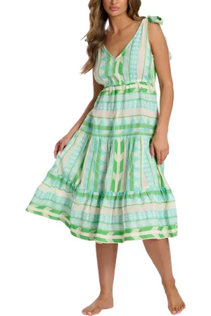 South Beach Jacquard Tie Shoulder Midi Dress
