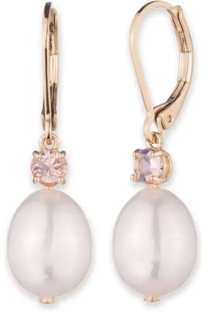 Ralph Lauren Bridgette Pearl Drop Earrings, Pink/Gold