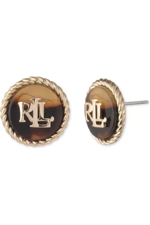 Ralph Lauren Lauren Logo Tortoise Button Stud Earrings