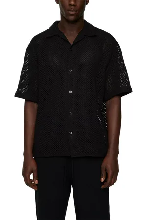 J Lindeberg Ellis Cotton Regular Fit Crochet Knit Shirt