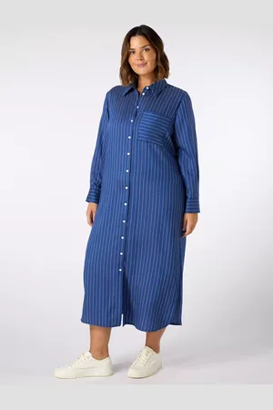 Live Unlimited London Curve Stripe Shirt Maxi Dress