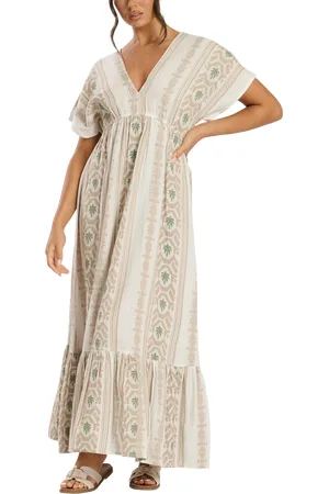 South Beach Jacquard V Neck Maxi Dress