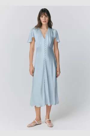 Ghost Grace Satin V-Neck Dress