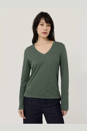 Jigsaw V-Neck Slub Long Sleeve Top