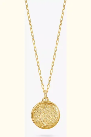 Dower & Hall Tree of Life Locket on Textured Mille-Grain Chain