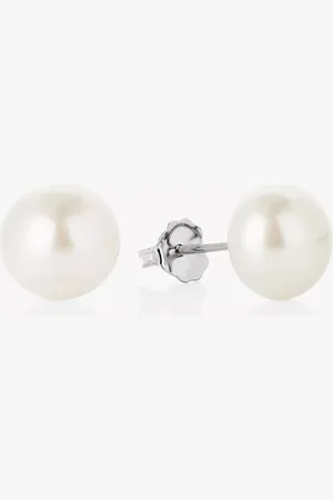 Claudia Bradby Freshwater Pearl Button Stud Earrings, 9-10mm