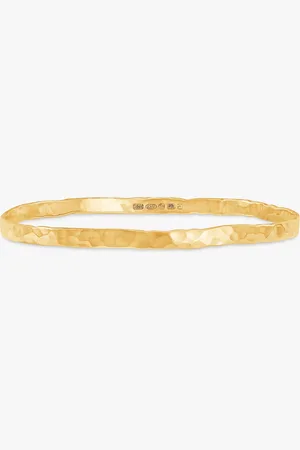 Dower & Hall 18ct Plated Sterling Silver Hammered Bangle