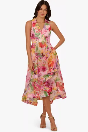 Adrianna Papell Floral Organza High-Lo Dress