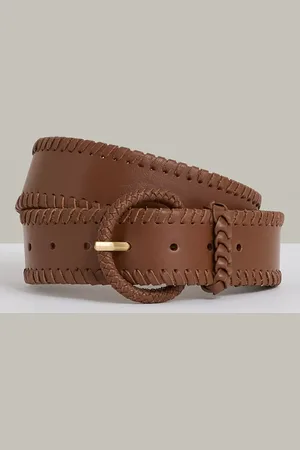 Reiss Gia Whipstitch Leather Belt