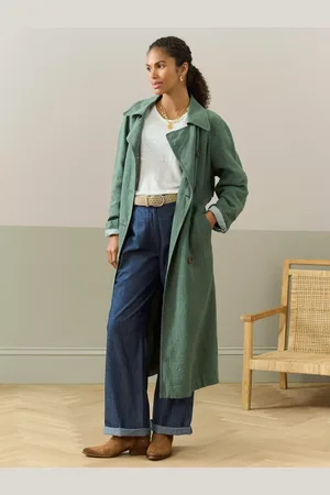 BRORA Washed Pure Linen Trench Coat