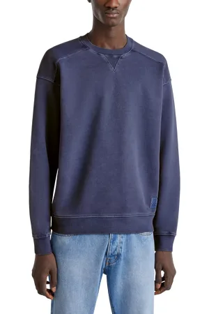 Benetton Cotton Garment Dyed Crew Neck Sweatshirt