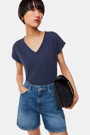 Whistles Willa Organic Cotton V-Neck Cap Sleeve T-Shirt