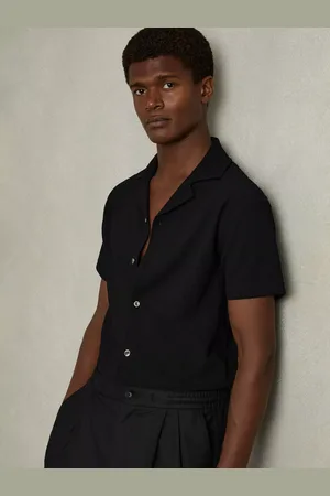 Reiss Hunt Short Sleeve Textured Cuban Shirt