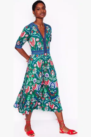 Boden Lily Floral Jersey Midi Tea Dress