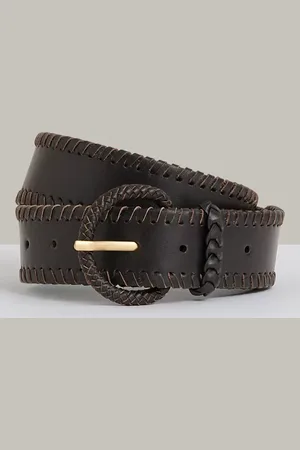 Reiss Gia Leather Stitch Trim Belt