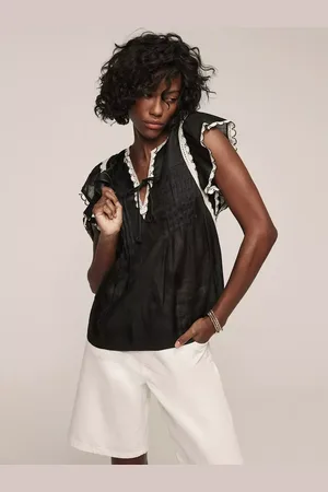 mint&berry Contrast Trim Cap Sleeve Blouse