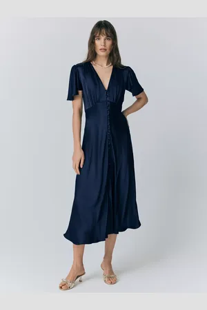 Ghost Grace Bias Cut Satin Midi Dress