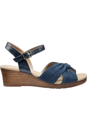 Hotter Java Suede Blend Wedge Heel Strappy Sandals