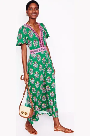 Boden Ellie Floral Flutter Maxi Tea Dress