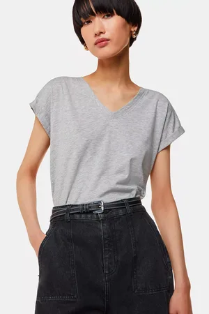 Whistles Willa Organic Cotton V-Neck Cap Sleeve T-Shirt