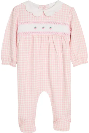 JoJo Maman Bébé Baby Strawberry Smocked Sleepsuit