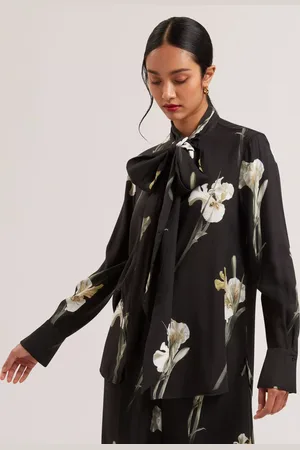 Ted Baker Floral Scarf Detail Long Sleeve Blouse
