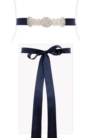 Alie Street Aurelia Vintage Beaded Satin Sash Belt