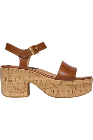 FitFlop PlatFForms Leather Blend Heeled Ankle Strap Sandals