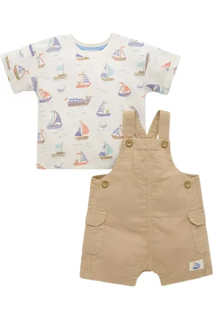 Purebaby Baby Organic Cotton T-Shirt & Cargo Dungarees Set