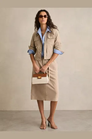 Reiss Meagan Suede Leather Drawstring A-Line Skirt