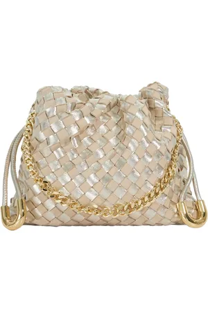 Dune Primrose Woven Leather Drawstring Bag