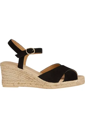 Geox Gelsa Low C Suede Jute Wedge Heeled Sandals