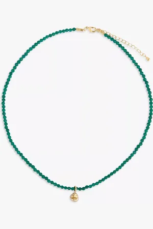 Deborah Blyth Green Agate Beaded Nugget Charm Necklace