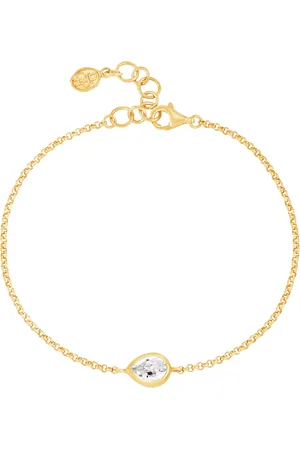 Dower & Hall Handmade Chain Bracelet With Pear Cut White Topaz