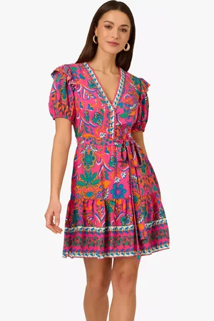 Adrianna Papell Adrianna by Floral Flounce Hem Dress