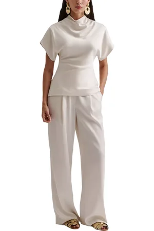 By Malina Otilia Drape Satin Blouse
