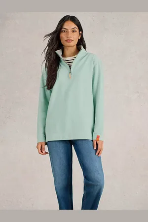White Stuff Pique Graphic Back 1/2 Zip Sweatshirt