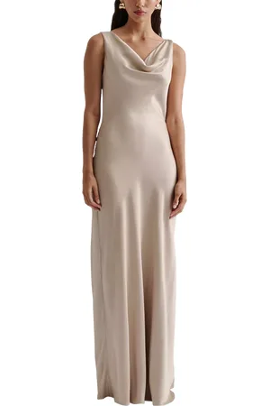 By Malina Leah Cowl Neck Satin Maxi Dress