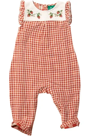 Little Green Radicals Baby Check Frill Pure Organic Cotton Romper