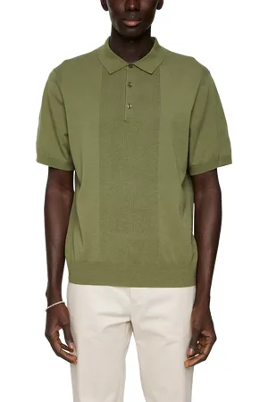 J Lindeberg Reymond Solid Stripe Short Sleeve Polo Shirt, Rain Washed