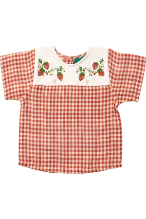 Little Green Radicals Baby Check Strawberries Pure Organic Cotton Top