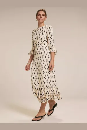 mint&berry Geometric Ruffle Midi Dress
