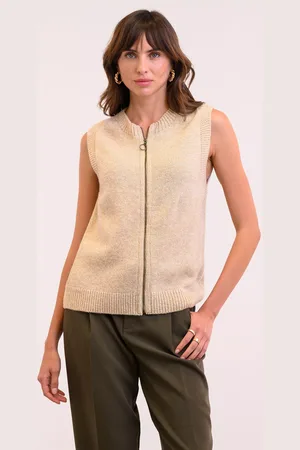 CELTIC & CO. Zip Through Sleeveless Pure Wool Cardigan