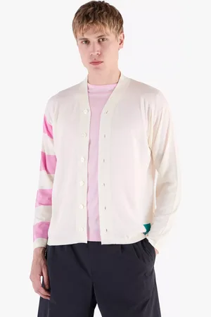 JOHN SMEDLEY Merino Wool Modern Striped Cardigan