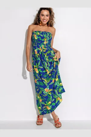 Pour Moi Strapless Shirred Bodice Maxi Beach Dress